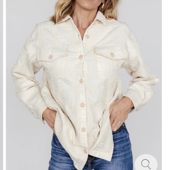 Baltic Born Women’s Off White Joanna Plaid Shacket / Button Up Top / Shirt - Picture 1 of 10